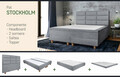 Pat matrimonial, Stockholm, Harmony E, 140x200 cm, saltea tip Pocket, topper memory, Gri