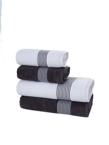 Set 4 prosoape de baie Stripe, Class, 100% bumbac, antracit