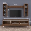 Comoda TV cu 3 rafturi de perete M5 - 827, Wren, 180 x 35 x 48.6 cm/90 cm/133 cm, walnut/white