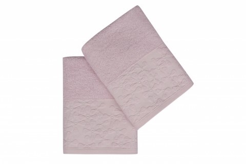 Set 2 prosoape de maini 50x90 cm, 100% bumbac, Soft Kiss, Menekşe  Pink