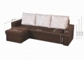 Coltar extensibil reversibil Oslo Dark Chocolate Beige Flower Bedora, cu lada de depozitare, 247x148x78 cm