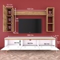 Comoda TV cu 2 rafturi de perete si cabinet M13 - 411, Wren, 180 x 35 x 48.6 cm/90 cm/133 cm, white/walnut