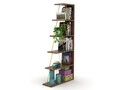 Biblioteca Rafevi Tars, 65 x 22 x 146 cm, PAL/metal, walnut/galben