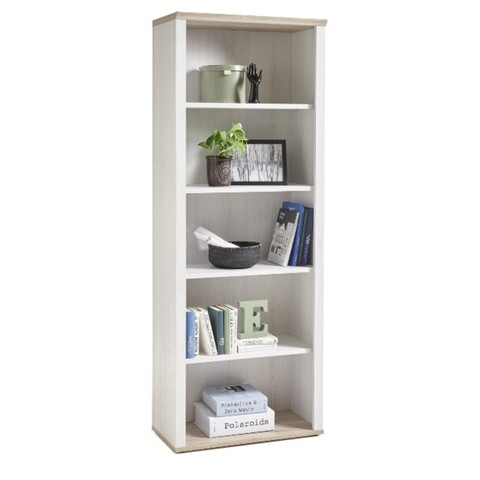 Raft pentru carti, Regal 3 Shelfs, 76 x 202 x 38 cm, PAL, alb/bej