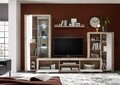 Mobilier pentru living, Luna, 1 x polita, 1 x comoda, 2 x dulapuri, PAL, bej/alb