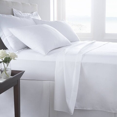 Lenjerie de pat pentru o persoana, Boutique Percale, 3 piese, policoton, TC 200, 130 g/mp, alb