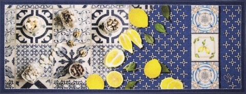 Covor pentru bucatarie, Olivio Tappeti, New Smile Modern, Blue Lemons, 57 x 290 cm, nylon, multicolor