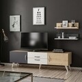 Comoda TV cu raft de perete Only, Maison in Design, 160 x 32 x 45 cm, alb/natural/antracit
