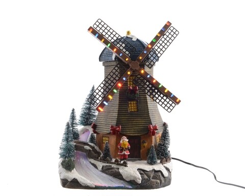 Decoratiune luminoasa Windmill, Lumineo, 31 LED-uri, 20x20x29 cm, polyston, multicolor