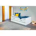 Pat multifunctional pentru o persoana cu 2 sertare si spatiu de depozitare/pat suplimentar, 90x200 cm, Ried, Inter Link, lemn, alb