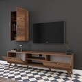 Comoda TV cu 2 cabinete M18 - 266, Wren, 180 x 35 x 48.6 cm/90 cm, walnut