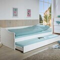 Pat multifunctional pentru o persoana cu spatiu de depozitare/pat suplimentar, 90x200 cm, Leonie 23, Inter Link, lemn, alb