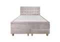 Pat matrimonial, Stockholm, Buttons E, 140x200 cm, saltea tip Pocket, topper memory, Taupe