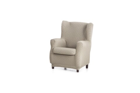 Husa fotoliu elastica bi-stretch, Arion, wing chair, bej in C/11