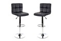 Set 2 scaune bar, Bedora Square, piele ecologica, negru