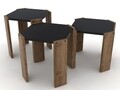 Set 3 masute Rafevi Hansel Nesting, 44.5 x 44.5 x 41 cm, PAL, walnut/negru