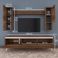 Comoda TV cu raft de perete si 2 cabinete M22 - 842, Wren, 180 x 35 x 48.6 cm/90 cm/133 cm, walnut/white