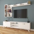 Comoda TV cu 3 rafturi de perete M42 - 312, Wren, 180 x 35 x 48.6 cm/ 90 cm/133 cm, white