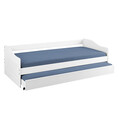 Pat multifunctional pentru o persoana cu spatiu de depozitare/pat suplimentar, 90x200 cm, Leonie 23, Inter Link, lemn, alb