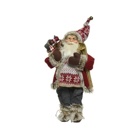 Decoratiune Santa w ski w pinecone, Decoris, H60 cm, poliester, multicolor