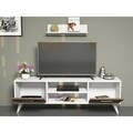 Comoda TV cu raft de perete Horus, Homemania, 120 x 30 x 48.6 cm, alb/walnut