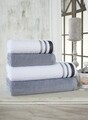 Set 4 prosoape de baie Stripe, Class, 100% bumbac, gri