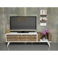 Comoda TV cu raft de perete Pers, Maison in Design, 130 x 30 x 38.6 cm, alb/natural