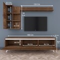 Comoda TV cu 2 rafturi de perete si cabinet M36 - 847, Wren, 180 x 35 x 48.6 cm/90 cm/133 cm, walnut/white