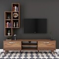 Comoda TV cu 2 rafturi de perete M15 - 260, Wren, 180 x 35 x 48.6 cm/90 cm, walnut