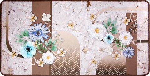 Covor pentru bucatarie, Olivio Tappeti, Miami 3, Flowers, 50 x 130 cm, poliester, multicolor