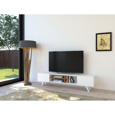 Comoda TV Dore, Maison in Design, 160 x 29.7 x 40.6 cm, PAL, alb/natural