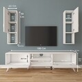 Comoda TV cu 2 cabinete M28 - 285, Wren, 180 x 35 x 48.6 cm/90 cm, white