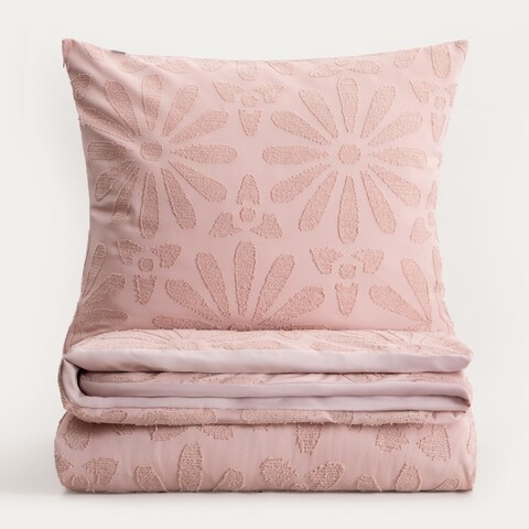 Lenjerie de pat King Size, Silva, Homla, 200x220 cm, 3 piese, microfibra din poliester, roz