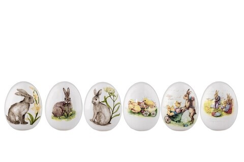 Set 6 oua decorative Rabbit, Hermann Bauer, portelan, multicolor