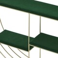 Raft pentru perete InArt, 52 x 12 x 35 cm, fier/catifea, verde/auriu