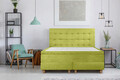 Pat matrimonial, Stockholm, Buttons E, 140x200 cm, saltea tip Pocket, topper memory, Verde