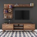 Comoda TV cu 3 rafturi de perete M41 - 309, Wren, 180 x 35 x 48.6 cm/90 cm/133 cm, walnut