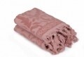 Set 2 prosoape de maini 50x90 cm, 100% bumbac, Saheser, Bağlamalı Firuze  Dusty Rose