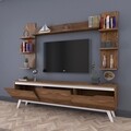 Comoda TV cu 3 rafturi de perete M23 - 832, Wren, 180 x 35 x 48.6 cm/90 cm/133 cm, walnut/white