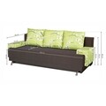 Canapea Extensibila Roma Dark Chocolate Jasmine Flower 205x90x86 cm + lada de depozitare, maro/verde