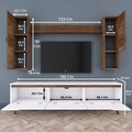 Comoda TV cu raft de perete si 2 cabinete M22 - 815, Wren, 180 x 35 x 48.6 cm/90 cm/133 cm, white/walnut