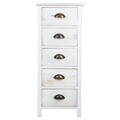 Comoda cu 5 sertare Creaciones Meng, 35x25x86 cm, lemn de paulownia, antique white