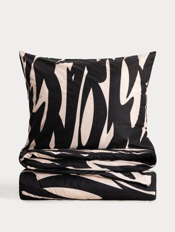 Lenjerie de pat King Size, Taro, Homla, 200x220 cm, 3 piese, microfibra din poliester, negru/bej