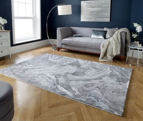 Covor Marbled Silver, Flair Rugs, 120 x 170 cm, polipropilena, gri