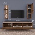 Comoda TV cu raft de perete si cabinet M3 - 825, Wren, 180 x 35 x 48.6 cm/90 cm, walnut/white