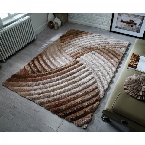 Covor Verge Furrow Natural, Flair Rugs, 160 x 230 cm, 100% poliester, maro