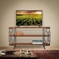 Comoda TV New Mexico, Mauro Ferretti, 121 x 40 x 61.5 cm, fier/MDF, maro/gri