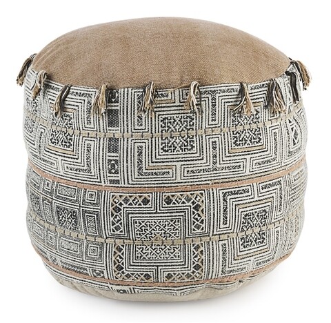 Taburet Tikal Desert, Bizzotto, Ø50x35h cm, bumbac, brodat manual
