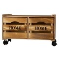 Comoda cu 2 sertare si roti Home, Creaciones Meng, 55x25x31.5 cm, lemn de paulownia/MDF