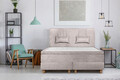 Pat matrimonial, Stockholm, Classic E, 180x200 cm, saltea tip Pocket, topper memory, Taupe